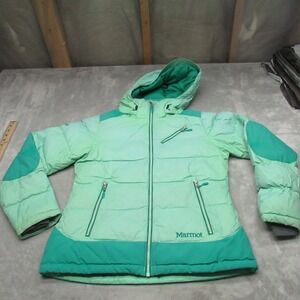 Marmot Down Jacket Womens Small Green Puffer Winter Ski Coat Outdoor Insulated